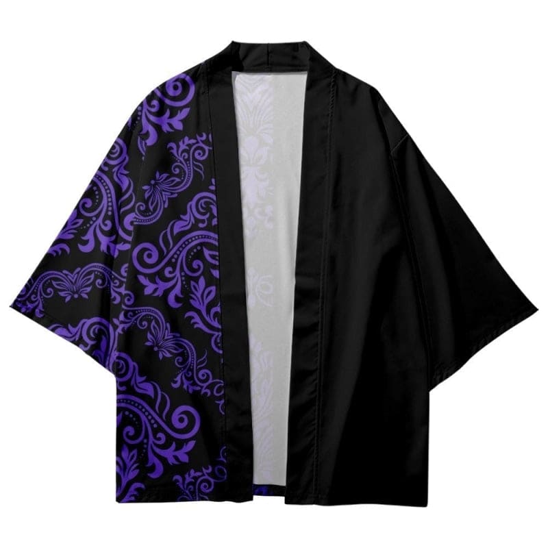 male black and purple kimono