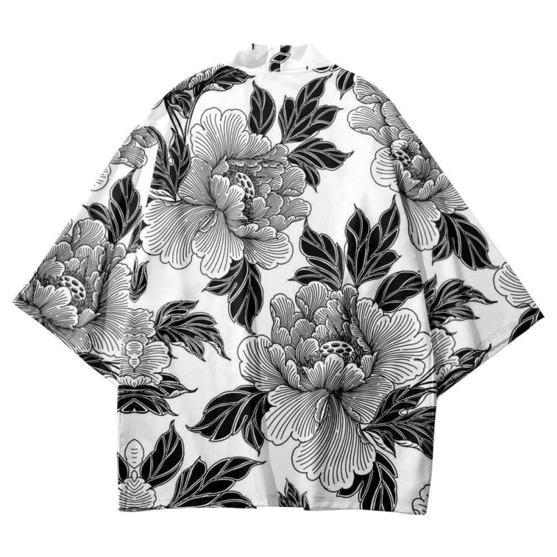 Black and White Blossom Kimono