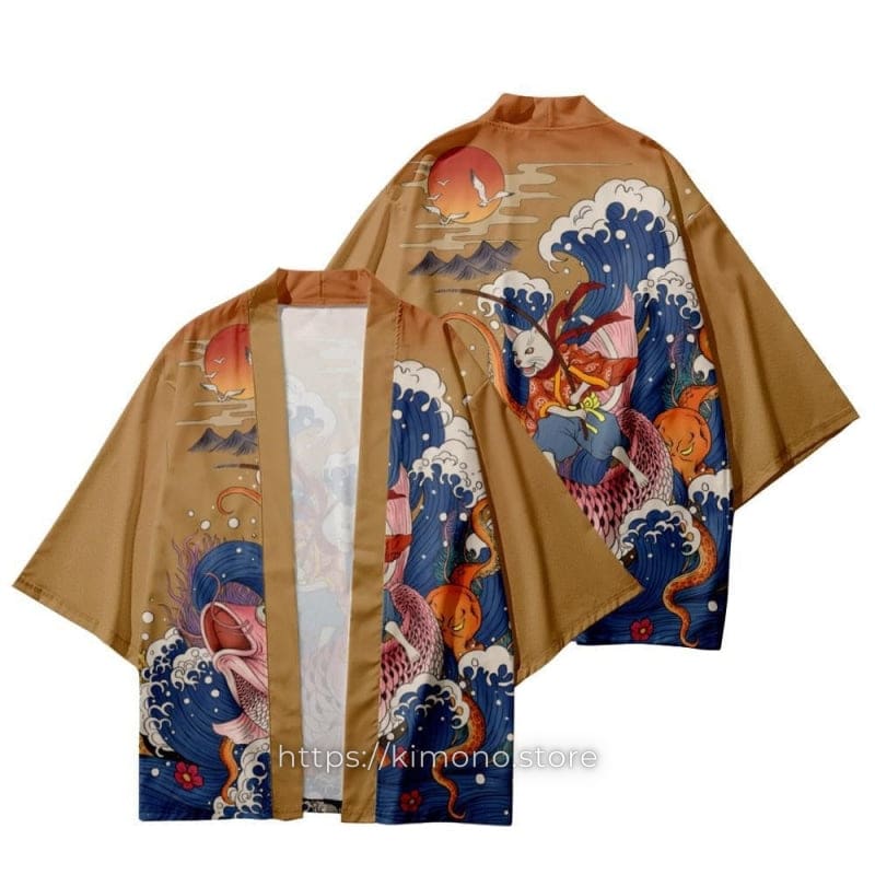 Cat and Koi Fish Kimono