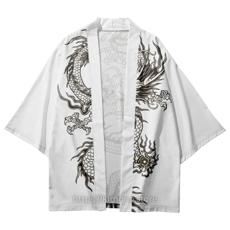 Chinese Dragon Black and White Kimono