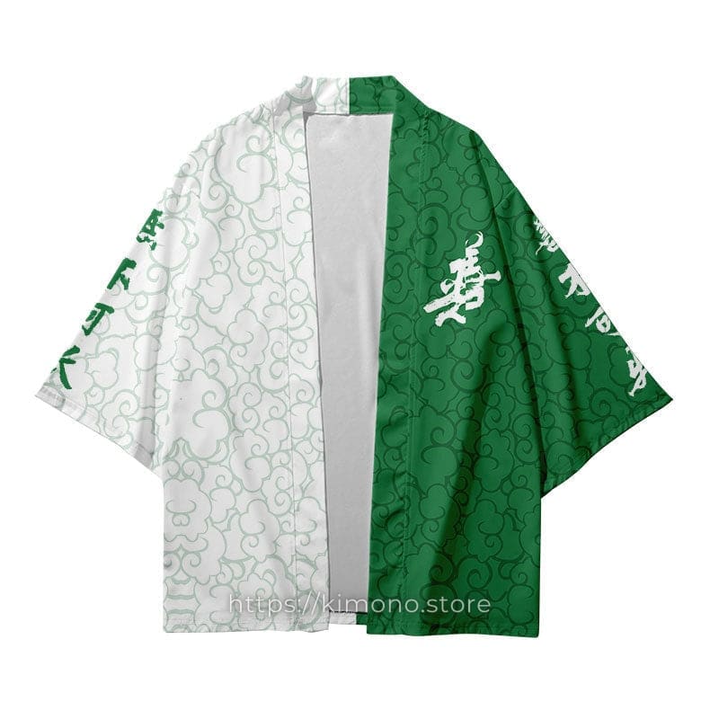 Green and White Kimono Jacket