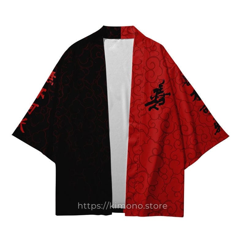 Red and Black Kimono Jacket