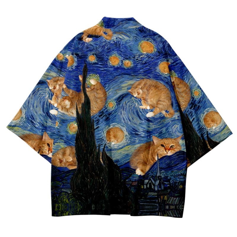 Starry Cat night Kimono