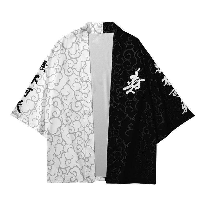 White and Black Kimono Jacket